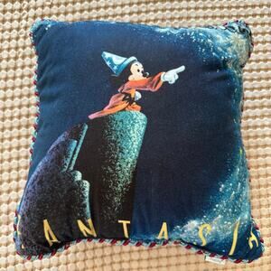 Disney Vintage Fantasia Mickey Mouse Pillow Whimsical Magical Art Deco 16x16